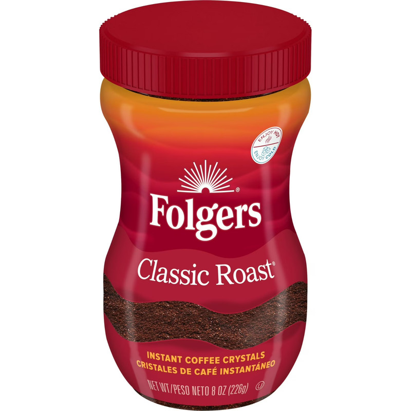 Folgers Classic Roast Instant Coffee, 8-Ounce Jar