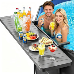 Poolside Bar Table for above Ground Pool, 49.4X9.6 Outdoor Hanging Swim-Up Table