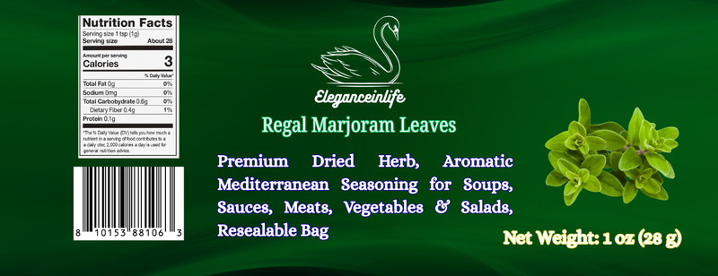 Eleganceinlife Regal Marjoram Leaves, Premium Dried Herb, 1oz (28g) gallery