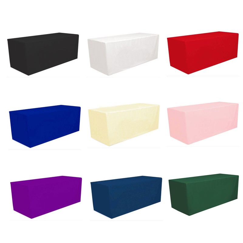 Fitted Polyester Tablecloth Rectangular Table Cover Banquet Trade Show