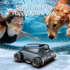 Automatic Pool Vacuum – 180 Min Runtime Robotic Pool Cleaner with Top Handle & F