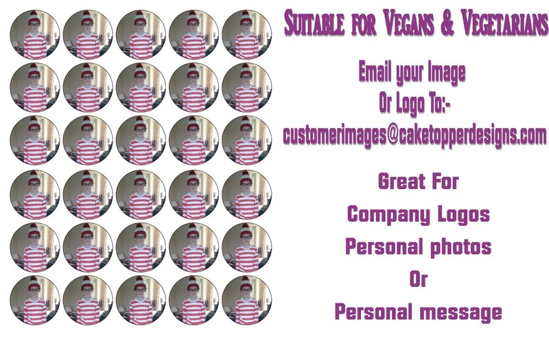 30 Edible Personalised Photo | Logo Cupcake Birthday Cupcake toppers |Fairy Cake