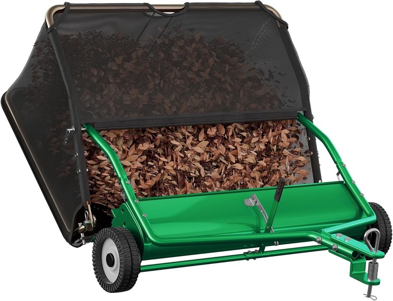 42"/48" Tow-Behind Lawn Sweeper for Grass Collection with Leaf Collector Hopper