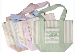 Trader Joe’s Striped Mini Canvas Tote Bags 2026 .. Pink, Beige, Green, Blue