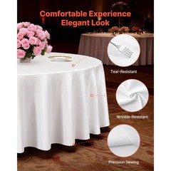 Uimoso 10-Pack 120-In White Round Polyester Tablecloths for Weddings and Events