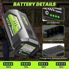 2Pack 8.0Ah Replacement for Ryobi 40V Lithium OP40602 Battery With LED / Charger
