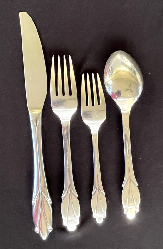 Vintage 31 Pcs MIKASA "Chapelle" Floral Handle Stainless Steel Flatware Japan gallery