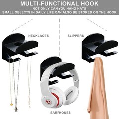 BIUFANTASI Adhesive Hat Hooks for Wall 2.3 inches (W) x 1.9 (H), BLACK