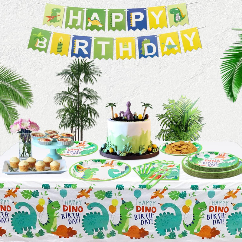 160 Pack Dinosaur Birthday Party Supplies Set Dinosaur Themed Tableware Set Dino gallery
