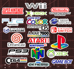 20 Video Game Console Logo Stickers – White, Clear or Holographic – Nintendo PS4