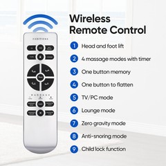 Upgraded Adjustable Bed FrameBase With Massage Backlit Remote Twin XL Split King