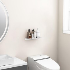 Danpoo Adhesive Floating Shelf for Wall Storage, Metal 12 IN, Silver