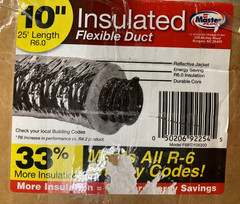 Master Flow 10in x 25 Ft Flexible Duct R6 Heavy Duty Insulated Reflective Jacket