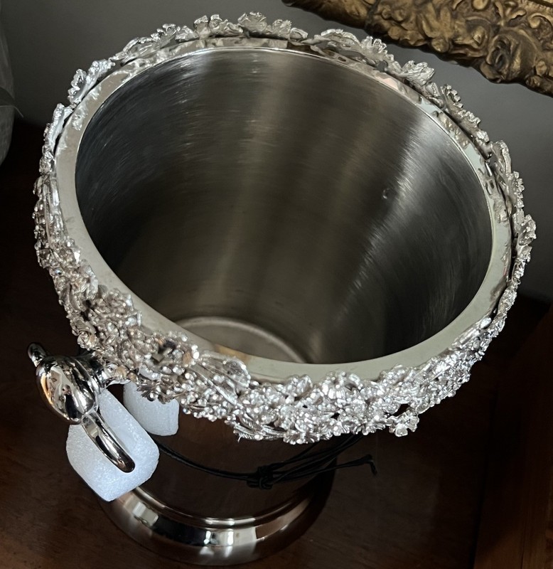 NEW David Tutera Champagne Bucket Ice Silver Jeweled Bling Floral Wedding Glam gallery
