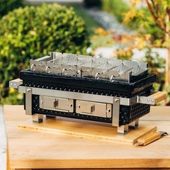 Ash & Ember 16″ Hibachi Tabletop Grill And Skewer Set, Ceramic Charcoal Grill