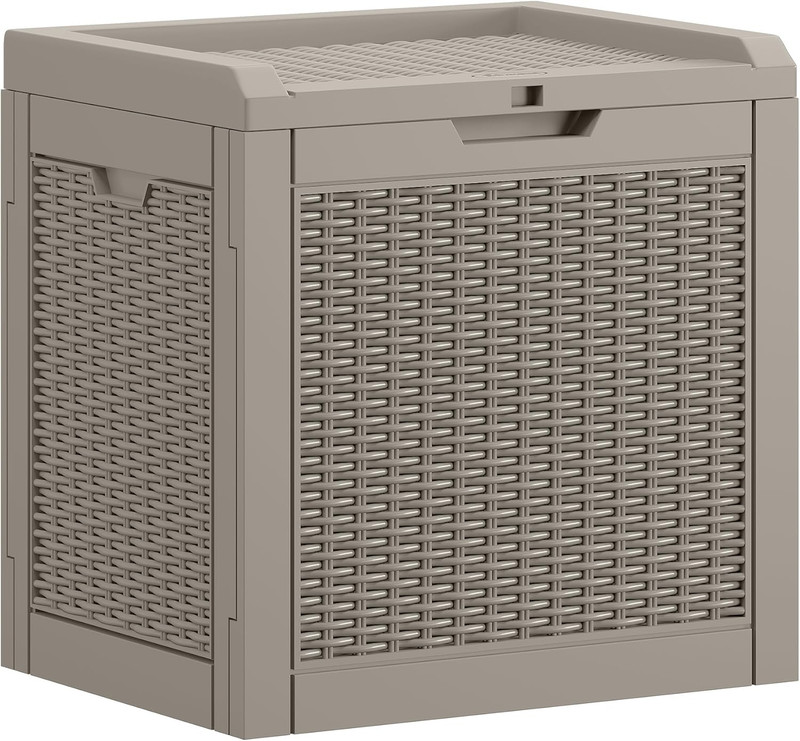 35 Gallon Outdoor Deck Box, Lockable Waterproof Storage Box, Resin Storage Bin f