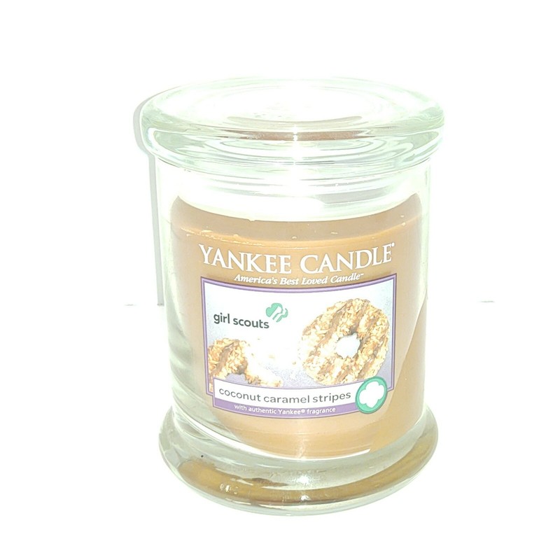 Yankee Candle Girl Scouts Coconut Caramel Stripes Scented candle tumbler 8 oz