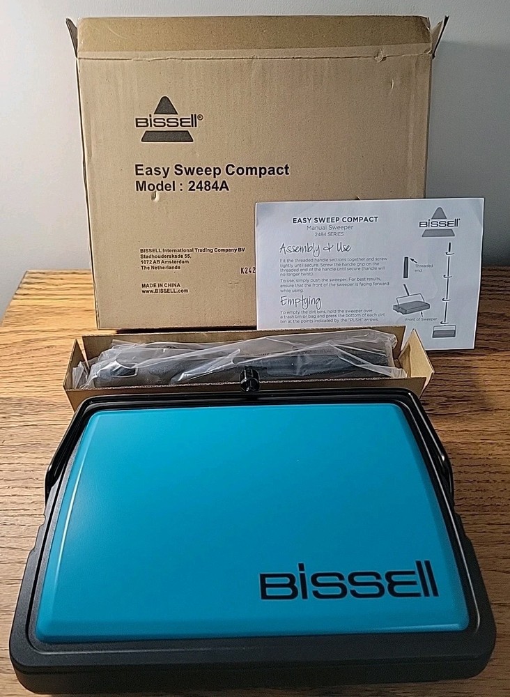 Bissell Easy Sweep Compact Carpet & Floor Sweeper, Manual Operation 2484A Teal