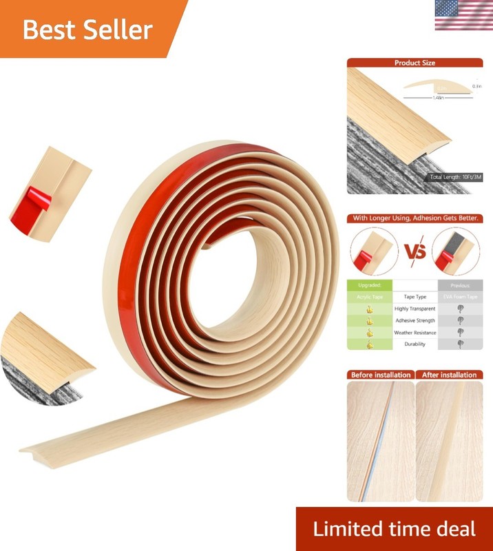 Water-Resistant 10Ft PVC Flooring Transition Strip – Smooth Edging for All Types