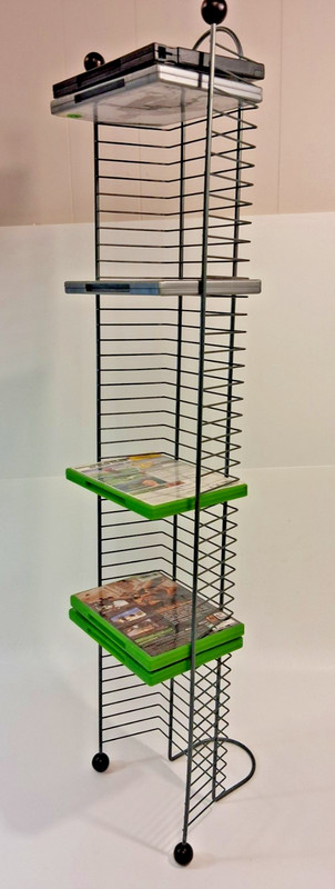 38 Inch Metal DVD / Game Storage Rack Tower Holds 45 Discs Wire Stand Vintage gallery