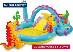 Intex 11′ x 7.5′ x 44″ Dinoland Play Center Kiddie Inflatable Outdoor Swimming P