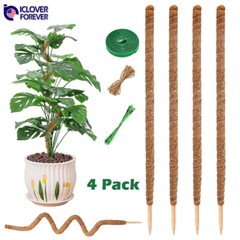 4 Pack Bendable Moss Pole 28″ for Monstera Climbing Plants Support Stakes Stick