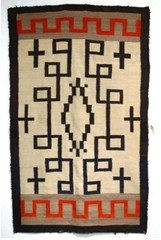 Antique Handmade Ganado Navajo Wool Area Rug Native American Two Grey Hill Rug
