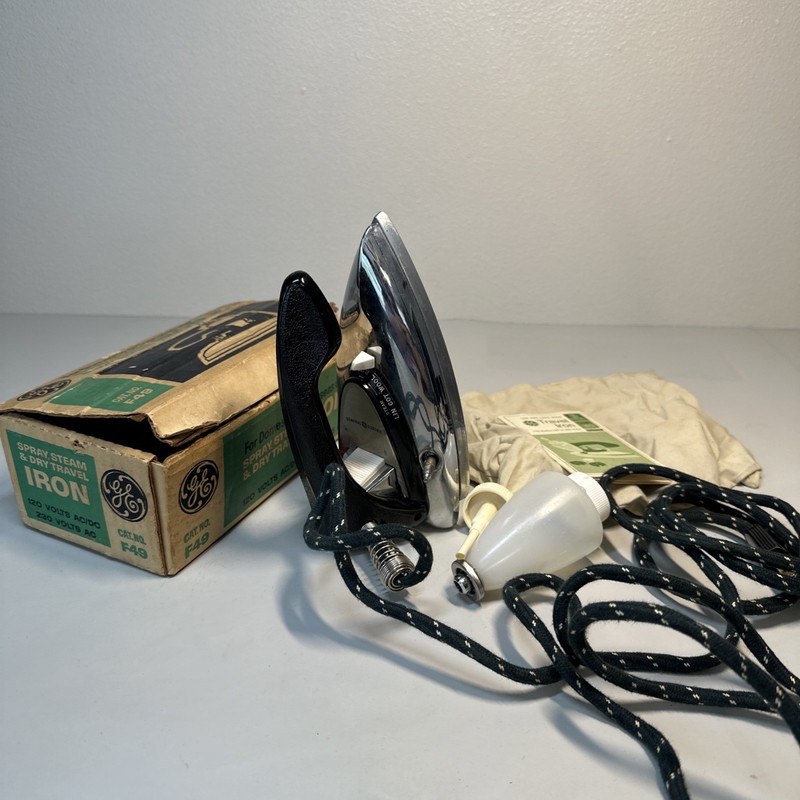 1960’s General Electric GE Travel Domestic Iron Cat. No. F49 120 /230 Volts USA
