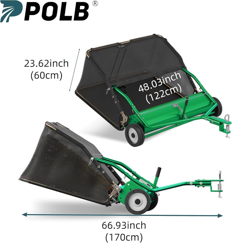 42"/48" Tow-Behind Lawn Sweeper for Grass Collection with Leaf Collector Hopper gallery