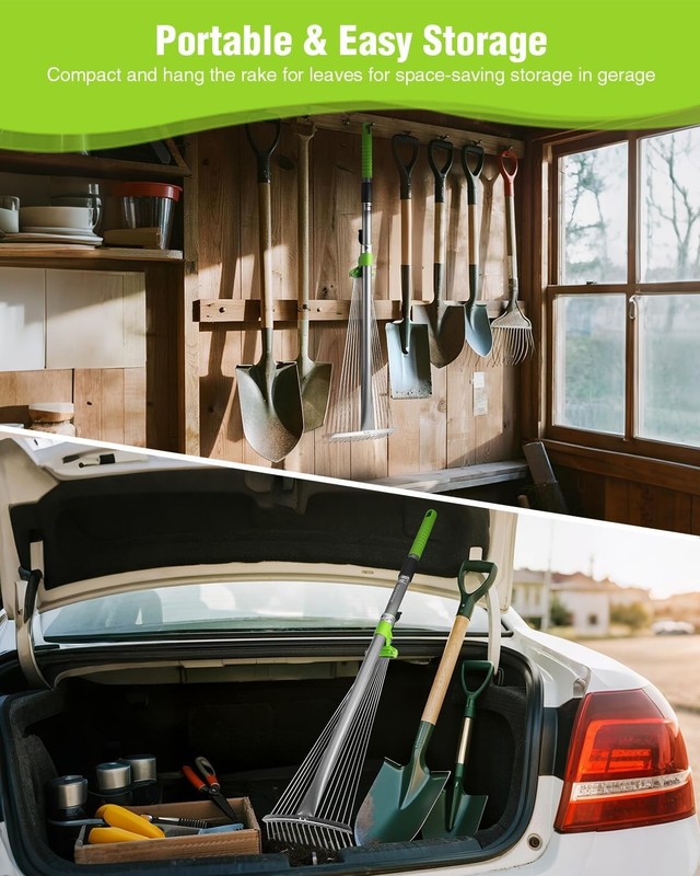 WORKPRO Adjustable Metal Garden Rake Collapsible & Telescopic Long Handle 32-63" gallery