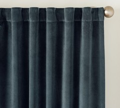 s/2 Pottery Barn Velvet Twill blackout curtain panels, 50 x 84, steel blue