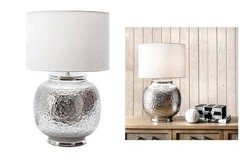 Nickel Iron Floral 23″ Cotton Shade Table Lamps NULOOM