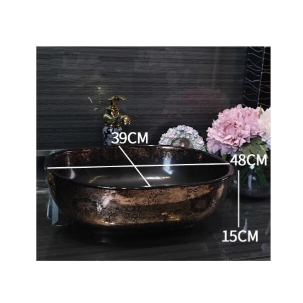 480mm Oval Ceramic Washbasin Cloakroom Porcelain Counter Top Vessel Sink JSN1963 gallery