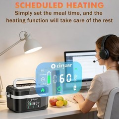Cordless Electric Lunch Box with Scheduled Heating,1.2L Portable Food Warmer ，l