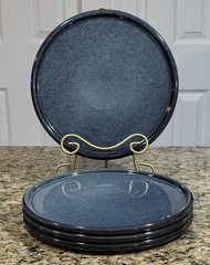 Stone + Lain Eden Dark Blue Reactive Glaze Dinner Plates Set of 4 Stoneware NEW
