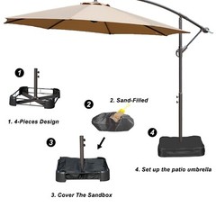 Aoodor Offset Patio Umbrella 10ft Cantilever Hanging Market Umbrella – Brown