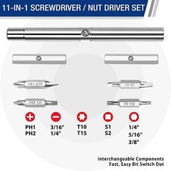 DURATECH 6 PCS Magnetic Screwdrivers Set 3PCS Phillips & 3PCS Flat Head S2 Steel