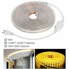 110V LED Strip Light SMD 5050 Flexible Tape Home Outdoor Lighting Rope + US Plug