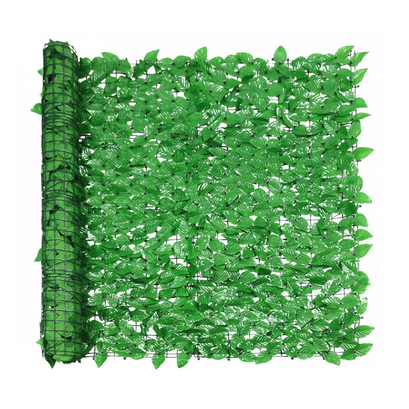 58in Artificial Faux Light Green Laurel Leaf Privacy Hedge with Mesh Backing