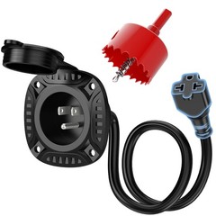 20A 125V AC Port Plug RV Shore Power Inlet Plug Electrical Receptacle w/Hole Saw