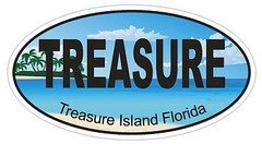 Treasure Island Florida Oval Bumper Sticker or Helmet Sticker D1271 Euro Oval