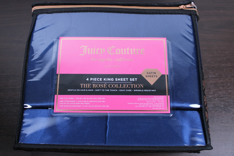 Juicy Couture Royal Blue Satin 4pc KING Sheet Set Easy Care Soft Sleek Smooth