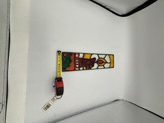 Vintage Stained Glass Christmas Candle and Holly Suncatcher Panel