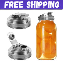 2 Pack Wide Mouth Mason Jar Stainless Steel Pour Spout Lid, Reusable Mason Jar