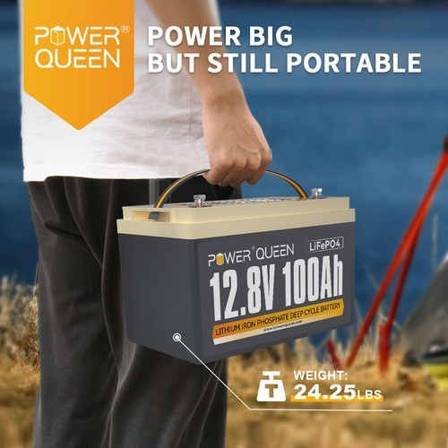 Power Queen 2 Packs 12V 100Ah Lithium LiFePO4 Battery for RV Boat Solar Off grid gallery