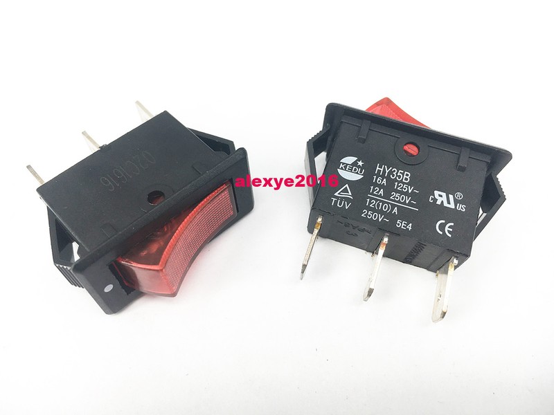 1 PCS KEDU HY35B Power On Off Rocker Switch 3 Pins 16A 125VAC 12A 250VAC