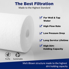 5 Micron 10″x4.5″ Big Blue Sediment Water Filter Whole House – 6 Pack Cartridges