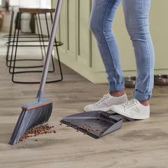 Heavy-Duty 15 in. And 46 in. steel handle Angle Broom and Step-On Dustpan Set