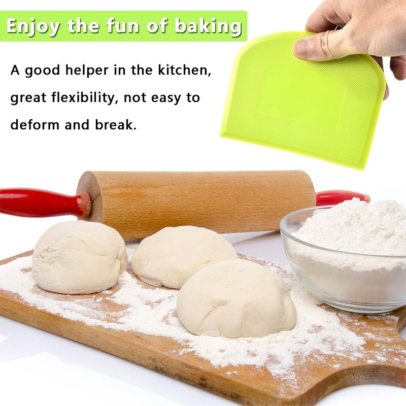 Dough Cutter Dual Sided Flexible Plastic Bowl Scraper for Bread Pizza Pastry gallery