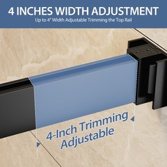 44-48 in.Wx76 in.H Black Shower Door Heavy Duty Matte Black Sliding Door Screen